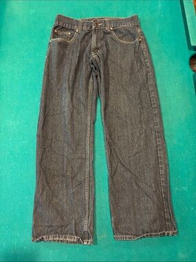 Old Skool Men's Dark Blue Bootcut Jeans -Comfortable Everyday Fit 34x32